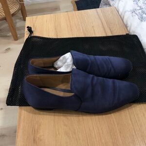 The Row. Alys Satin Slipper. Size 40 or 10. Navy Blue.